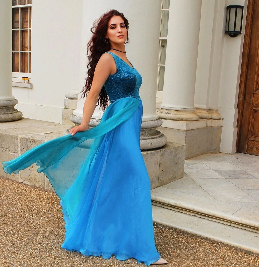 A-line Blue Ariel Dress