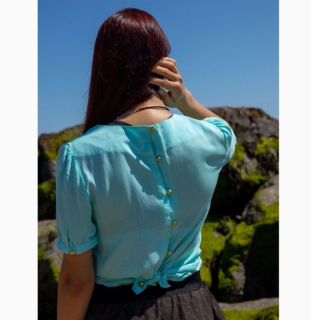 Baby-Blue Short Sleeve Blouse