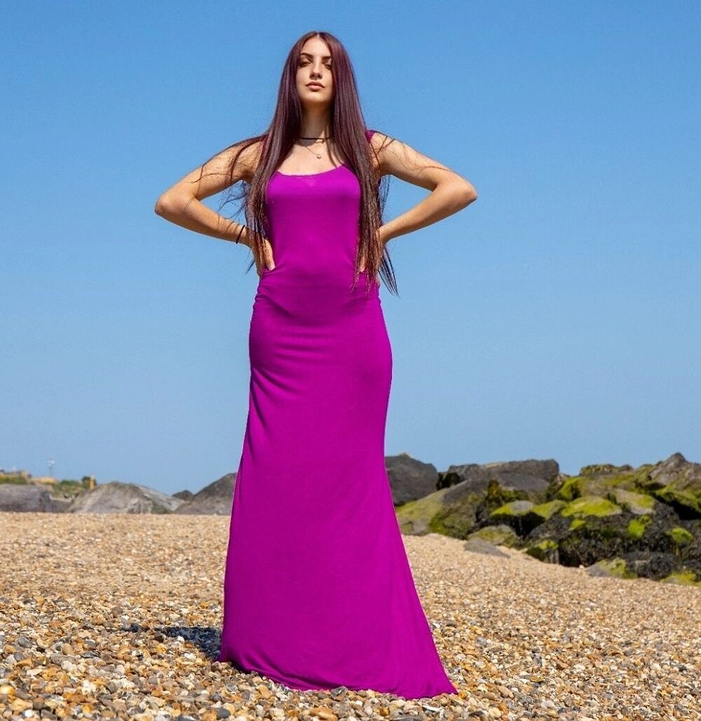 Fuchsia Slit Leg Maxi Summer Dress