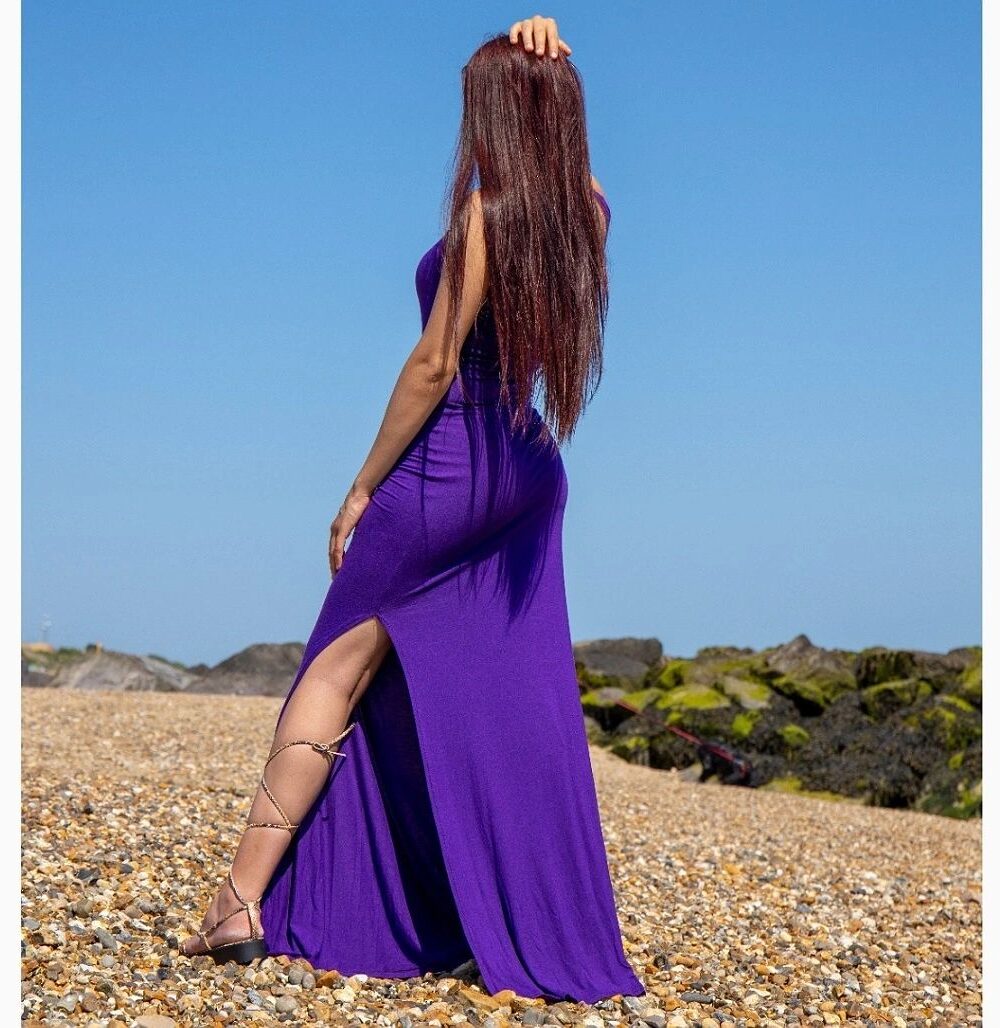 Purple Slit Leg Maxi Summer Dress