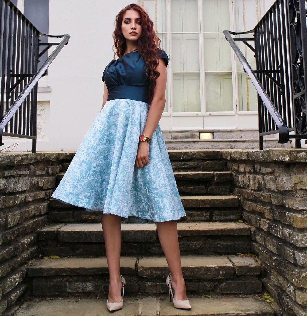 Elegant Two-Tone Blue A-line Cocktail Dress