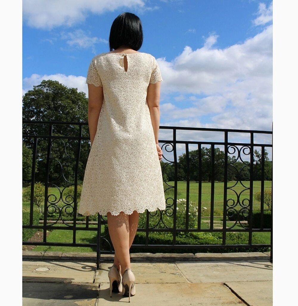 Knee Length Cream Lace Dress