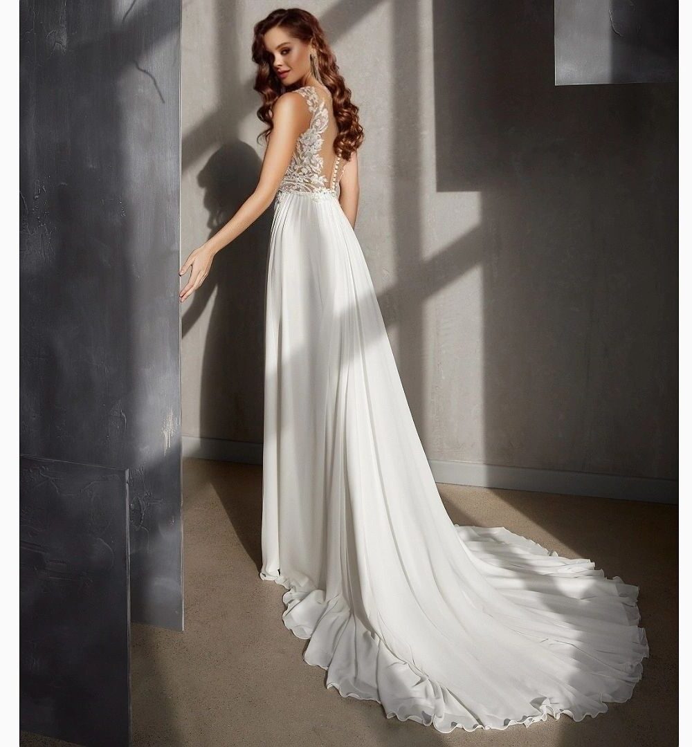 Long Cape Sleeve Greek Goddess Wedding Dress