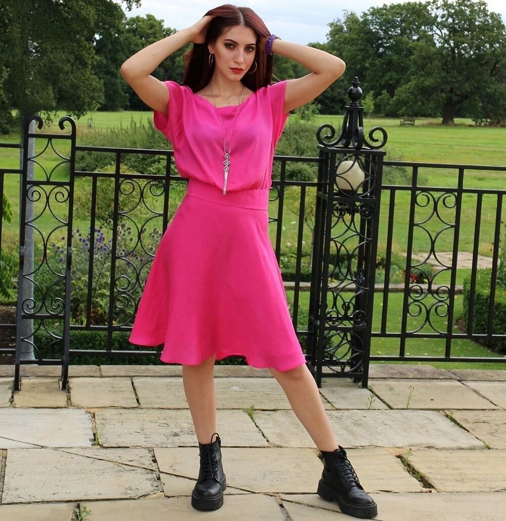 Fuchsia Intense A-line Knee-Length Dress