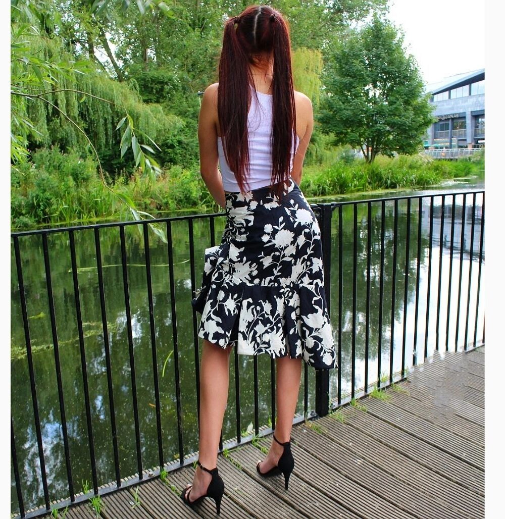 Black & White Asymmetric Frilled Skirt